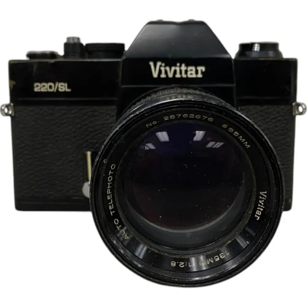 Vivitar 220 / SL 35mm SLR Film Camera With 135MM Auto Telephoto - UNTESTED